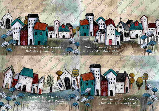 Artsy Houses A0 Landscape Afrikaans - Sublimation, Digital and DTF Printing