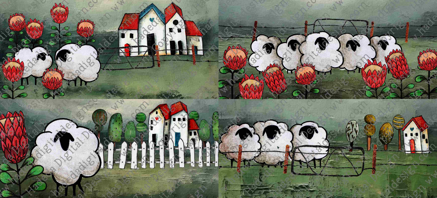 Artsy Sheep and Protea Mugwrap Blank - Sublimation, Digital and DTF Printing