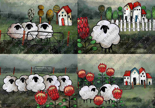 Artsy Sheep and Proteas A0 Landscape - Sublimation, Digital and DTF Printing