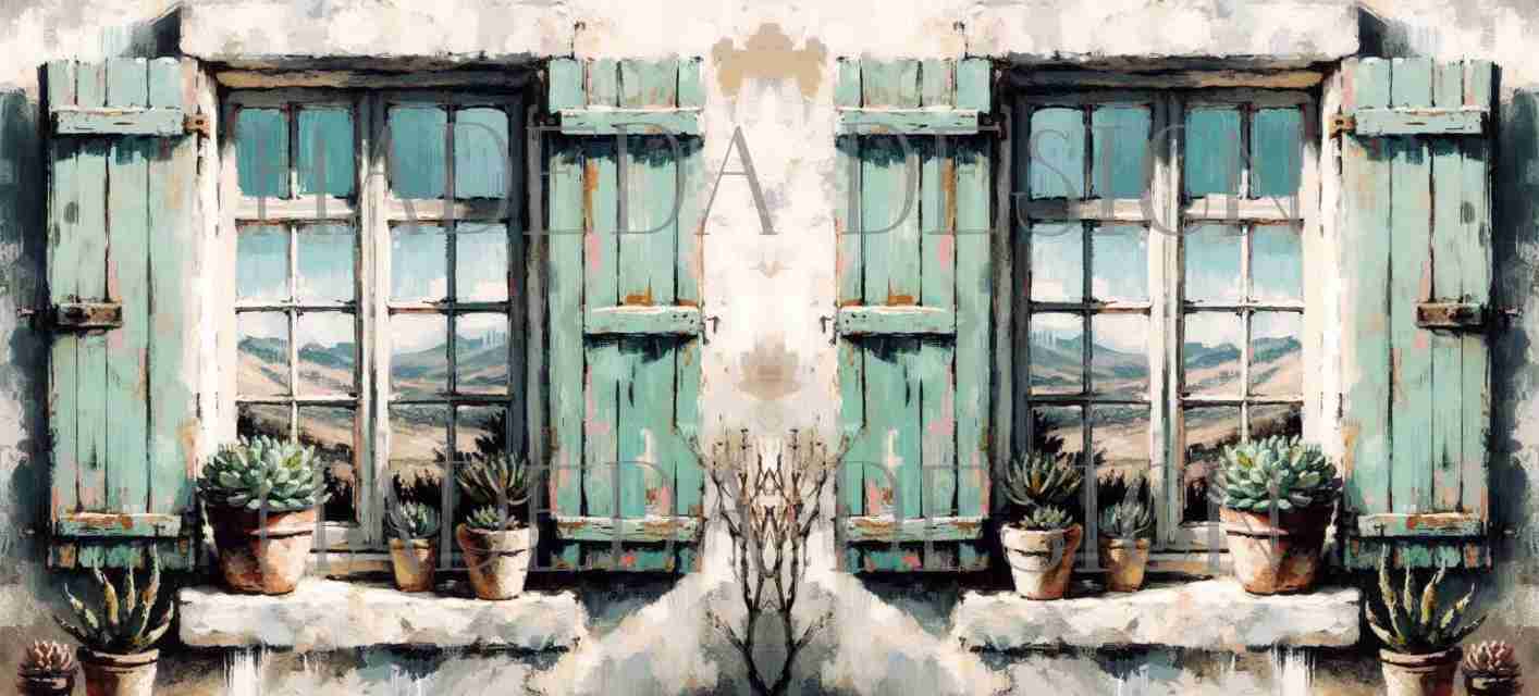 ArtWrap for Mugs Karoo Scenes Aqua - Mug Wrap Digital Designs for Sublimation of Standard Mug