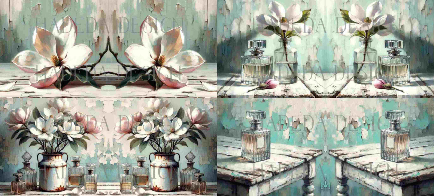 ArtWrap for Mugs Magnolia and Perfume  - Mug Wrap Digital Designs for Sublimation of Standard Mug