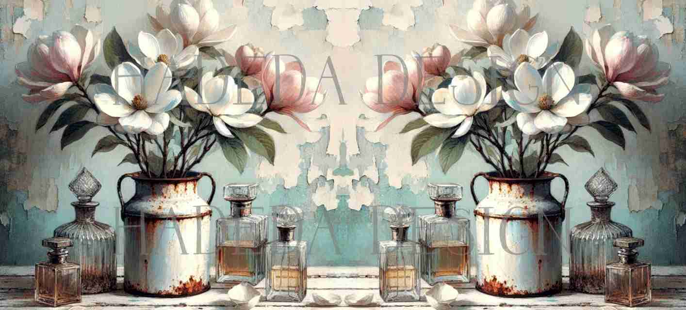 ArtWrap for Mugs Magnolia and Perfume  - Mug Wrap Digital Designs for Sublimation of Standard Mug