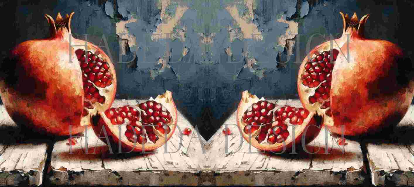 ArtWrap for Mugs Pomegranates and blue - Mug Wrap Digital Designs for Sublimation of Standard Mug