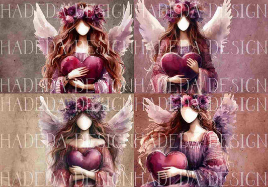 Angels with Heart Purple A0 Landscape - Sublimation, Digital and DTF Printing