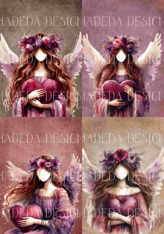 Angels with Heart Purple  A0 Portrait - Sublimation, Digital and DTF Printing