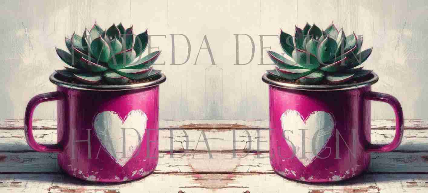 ArtWrap for Mugs Rustic Cups Pink - Mug Wrap Digital Designs for Sublimation of Standard Mug