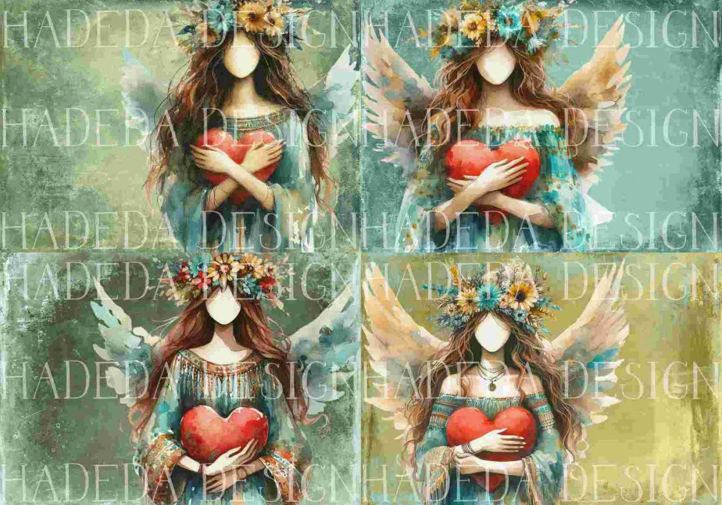 Angels with Heart Turquoise A0 Landscape - Sublimation, Digital and DTF Printing
