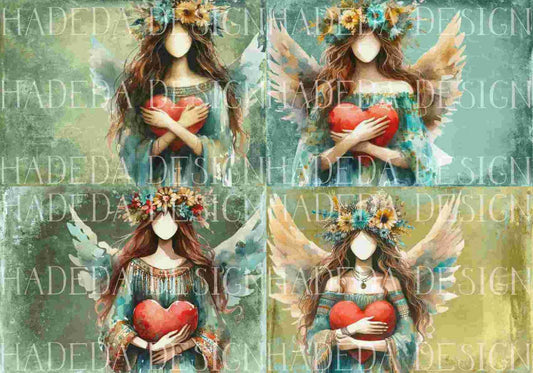 Angels with Heart Turquoise A0 Landscape - Sublimation, Digital and DTF Printing