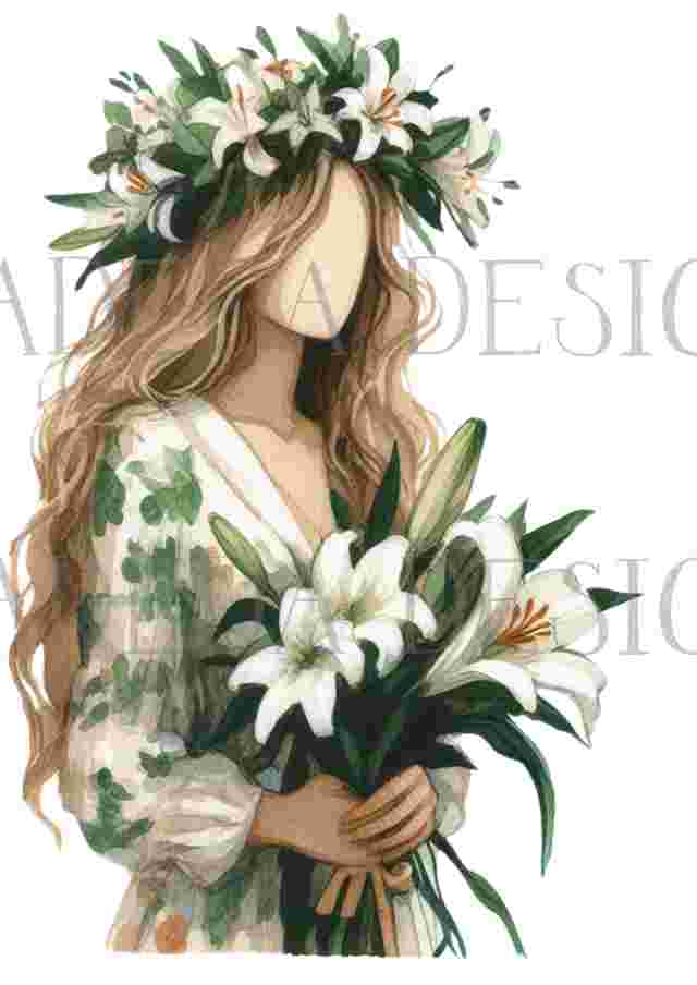 #2025 Flower Girls White Pngs with Transparent Backgrounds  -  Digital Design Elements for Sublimation, DTF and Printing