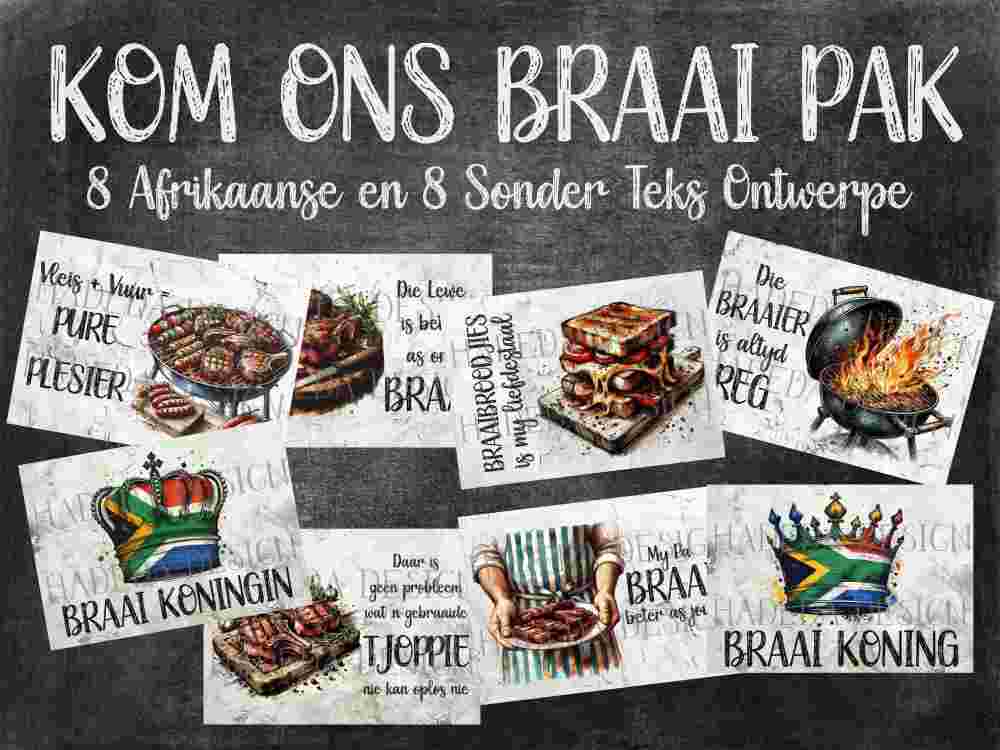 Kom Ons Braai A0 Digital Designs for Sublimation, Canvas, Scrapbooking Paper, Journaling, Mixed Media