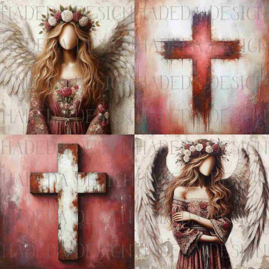 Angels and Crosses Rose - Sublimation, Digital and DTF Printing