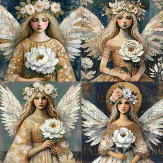 Blue Mixed Media Angels - Sublimation, Digital and DTF Printing