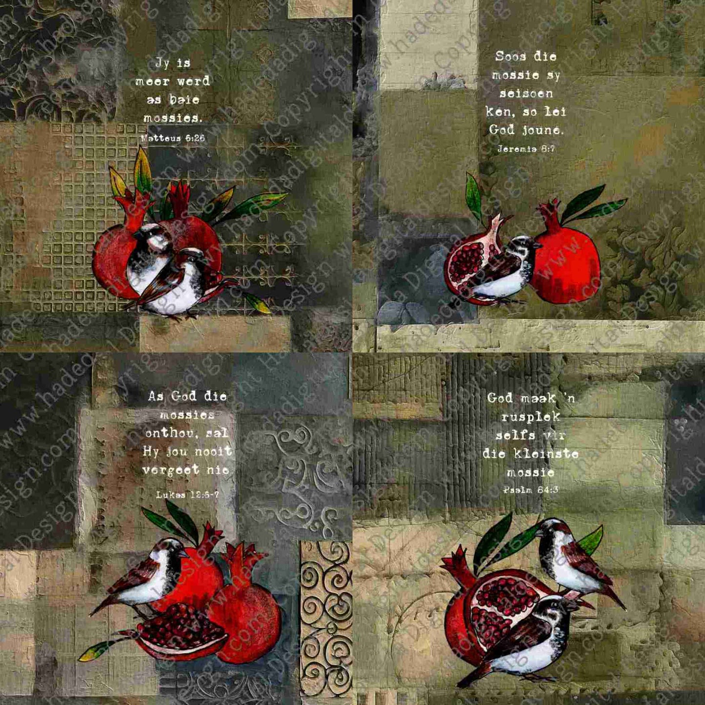 Sparrows and Pomegranate Design Bundle - Sublimation, Digital and DTF Printing