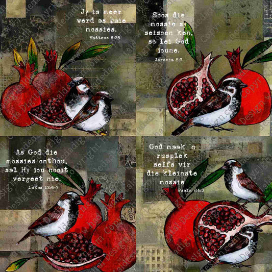 Sparrows and Pomegranates Afrikaans Square - Sublimation, Digital and DTF Printing (Copy)