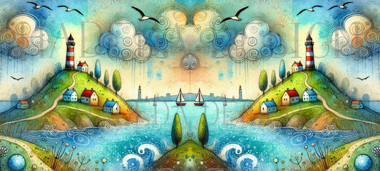 #2025 Lighthouse on a Hill Whimsical Mugwraps -  Digital Designs for Sublimation, DTF and Printing (Copy)
