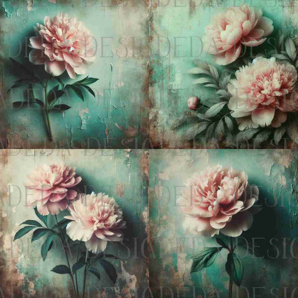 Grungy Peonies - Sublimation, Digital and DTF Printing