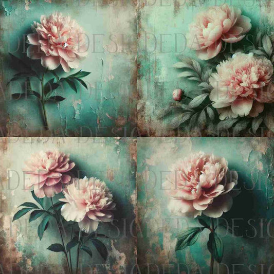 Grungy Peonies - Sublimation, Digital and DTF Printing
