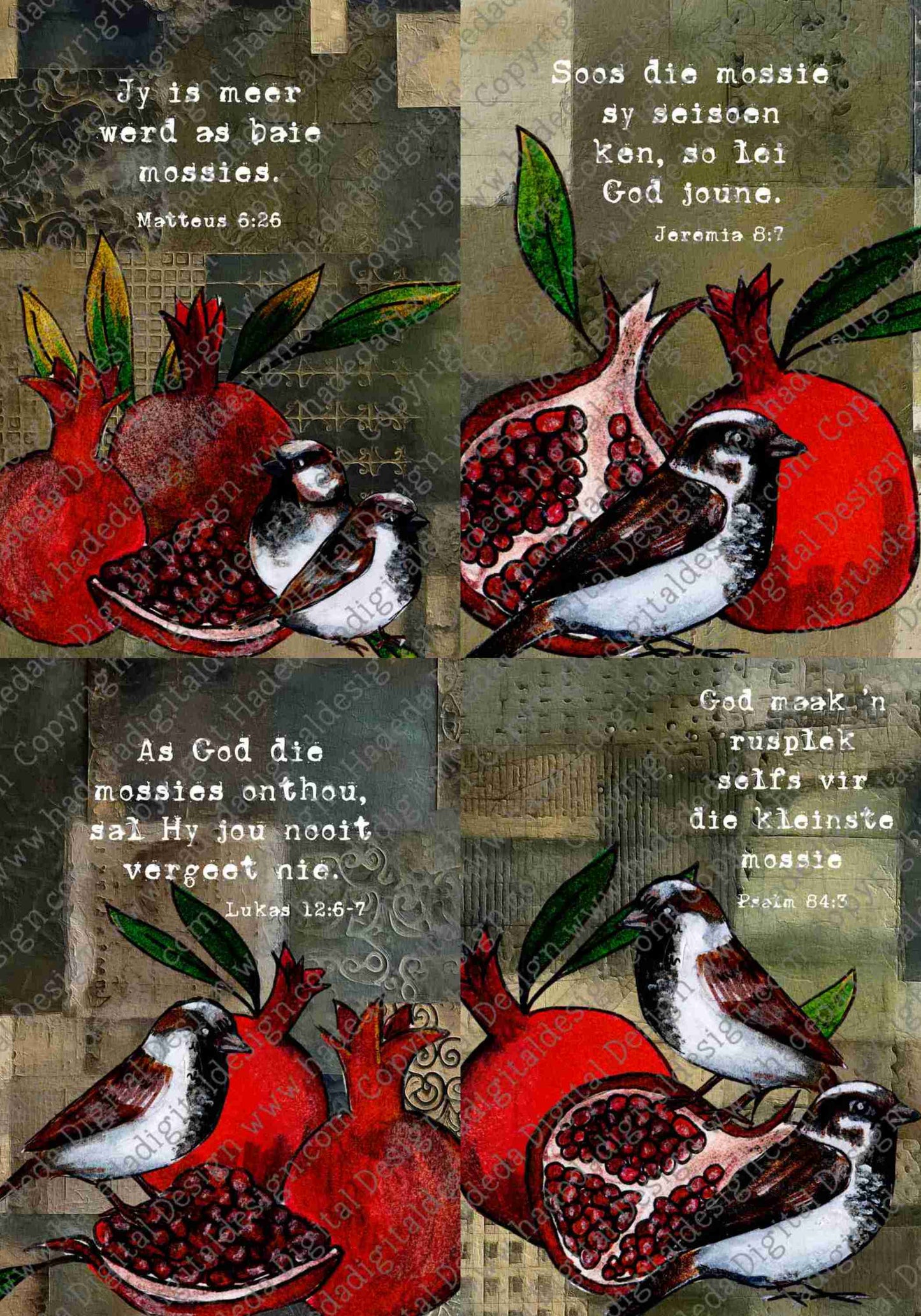 Sparrows and Pomegranate Design Bundle - Sublimation, Digital and DTF Printing